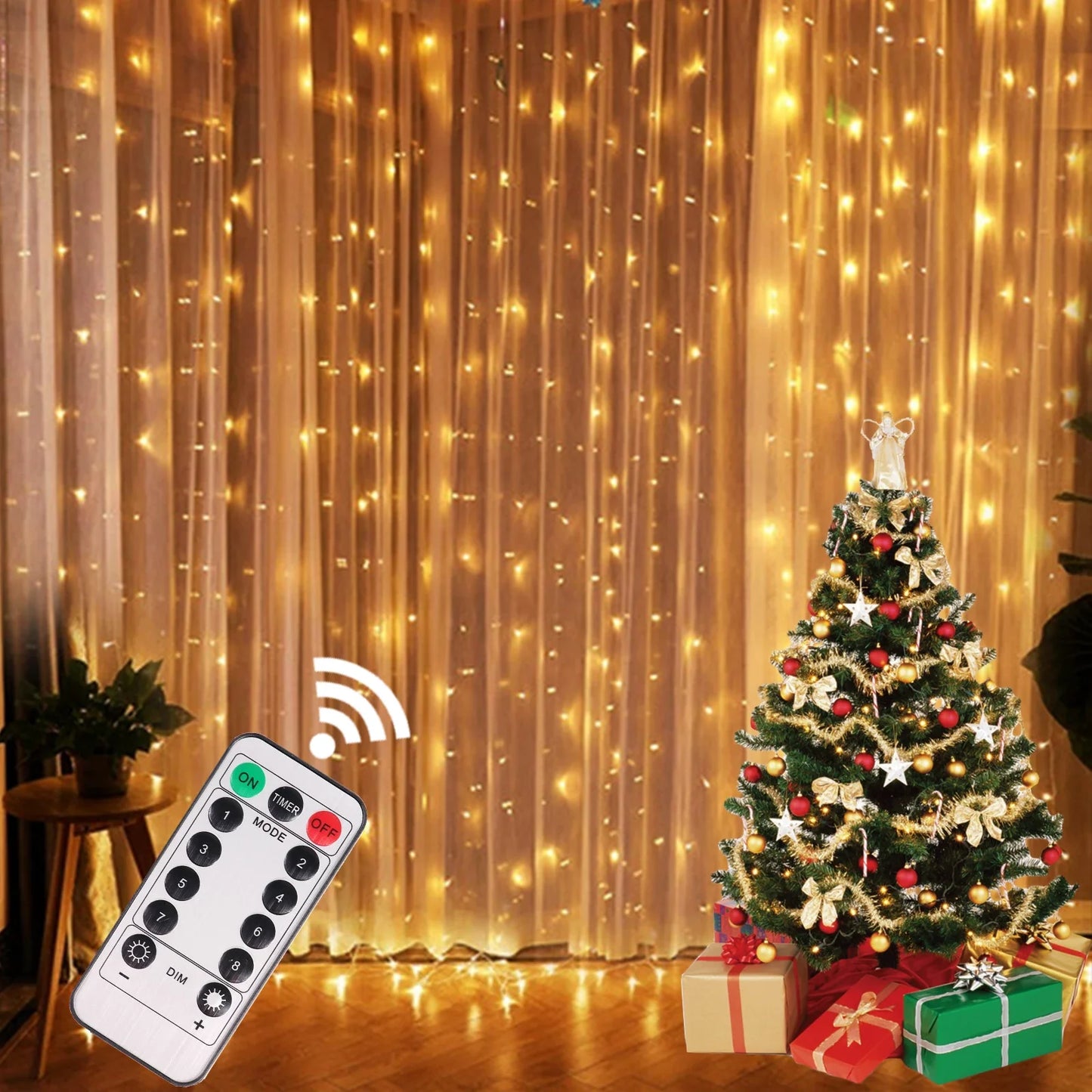 Christmas Lights Curtain Garland Merry Christmas Decorations For Home 2024 New Year Decor