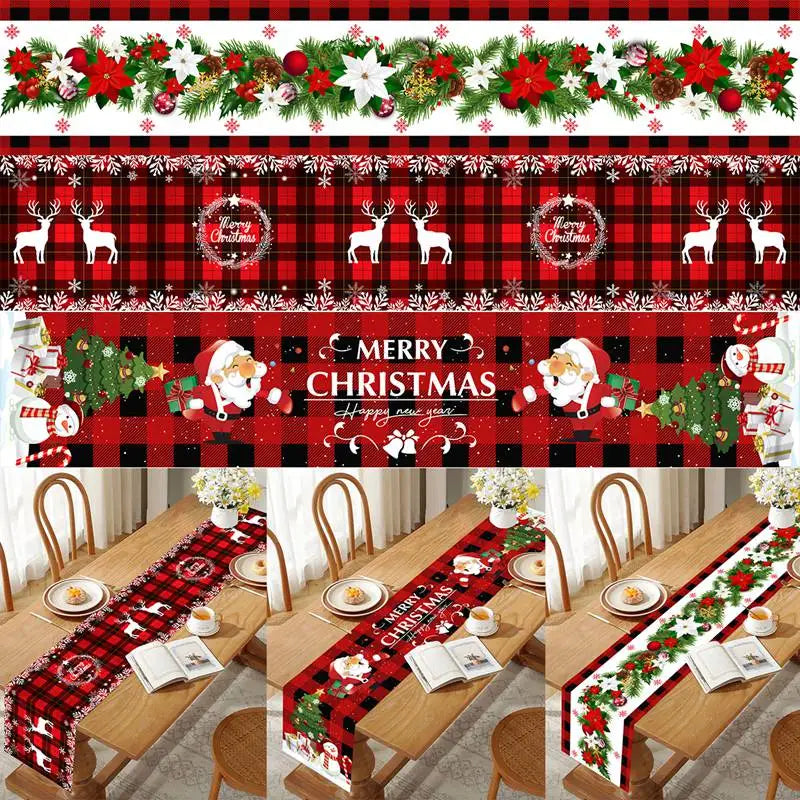 Christmas Tablerunner Merry Christmas Decoration For Home Tablecloth Kitchen Xmas 2024 Navidad Kerst Natal Happy New Year 2024